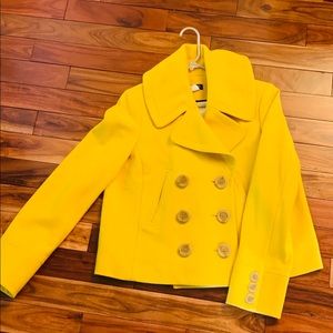 J CREW Wool Coat. Yellow. Double breasted coat.